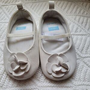 Carter's Cream Kids Dress Shoes with Floral Accent